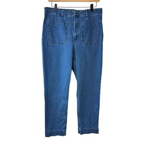 Chaps Denim Blue Jeans Straight Leg Patch Pockets Size 12